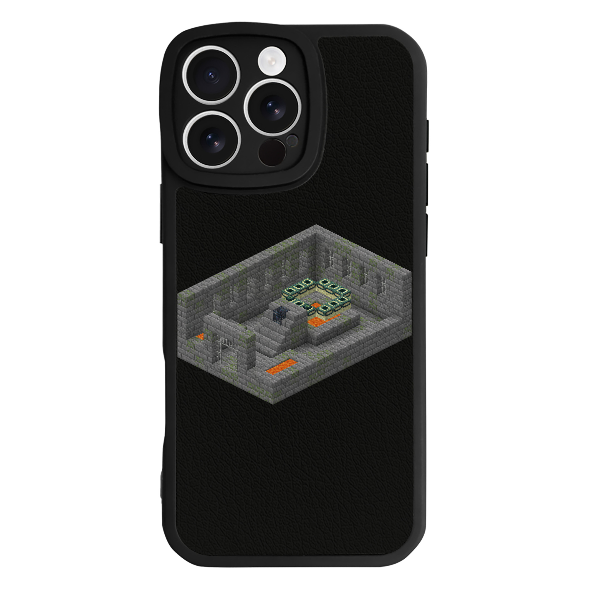 （画像用） マインクラフト ブロックの世界 Minecraft MC Block world 【iPhone 16シリーズ対応】シリコンスマホケース（レザー調） 材質：シリコン